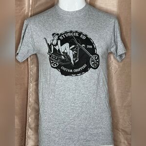 Custom Chopper Men's Short Sleeve Graphic T-Shirt - Size: Medium - Color: Gray